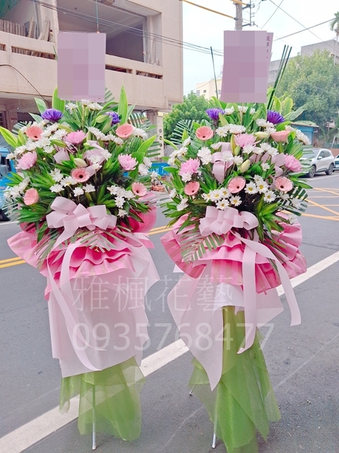 員林花店推薦-喪事高架花柱配送-員林殯儀館追思花籃